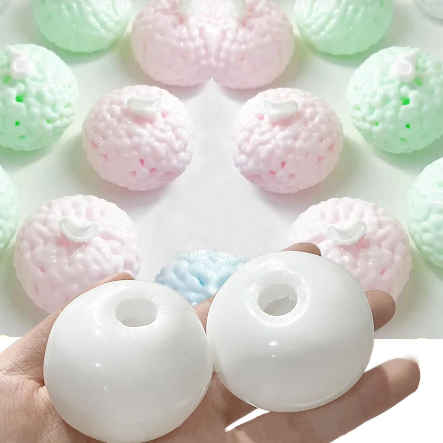12 Blank Pressure Ball Skin DIY Kit Container asmr Noisy Stress Ball DIY Material with Lid (Milky) - Psykade