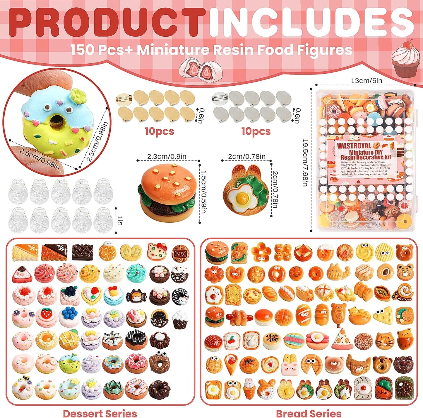 157 Pcs Mini Food Toys Pretend Food for Dollhouse Kitchen Accessories Miniature Play Resin Food Toys Hamburg Cake Bread for 1/12 Doll House (Dessert) - Psykade