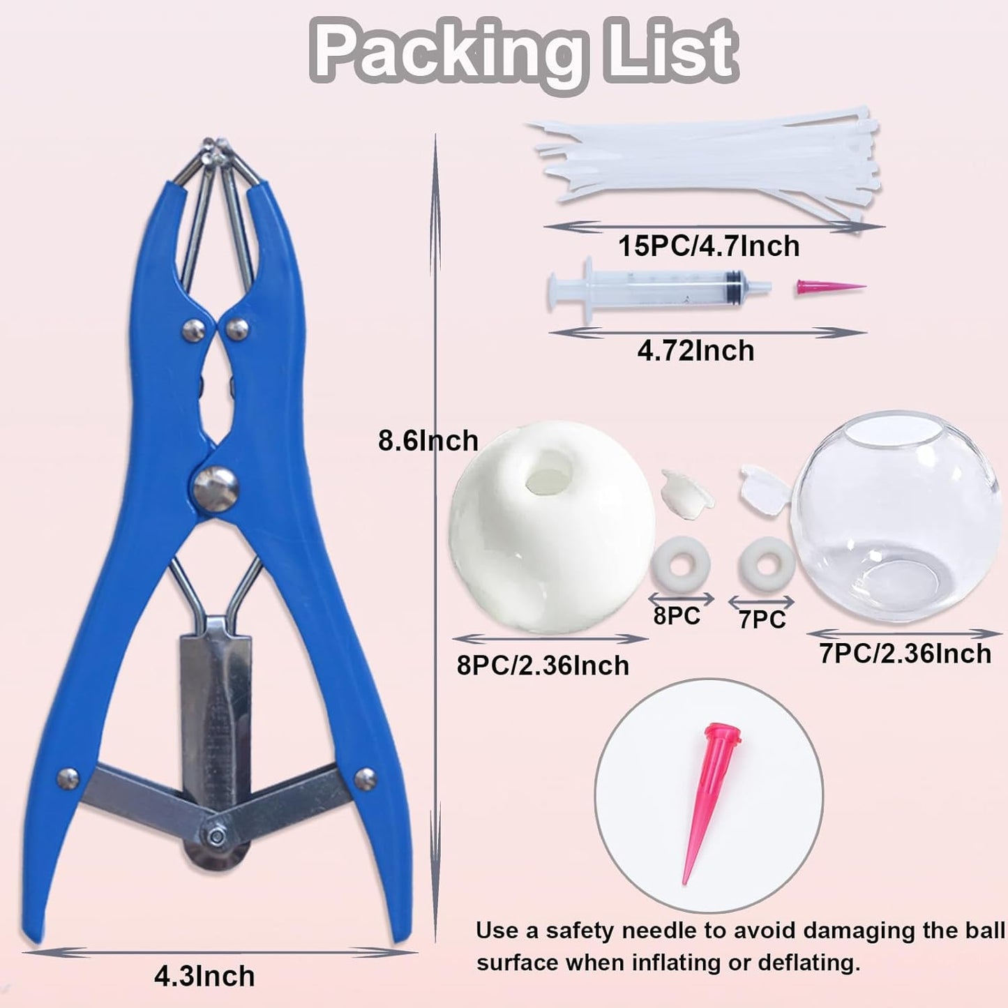 15pcs DIY Stress Ball Kit – Blank Skins with Air Pump & Expander Tool for Making Pressure Balls, Make Your Own Fidget Pressure Balls for Adults (8White+7Transparent) - Psykade