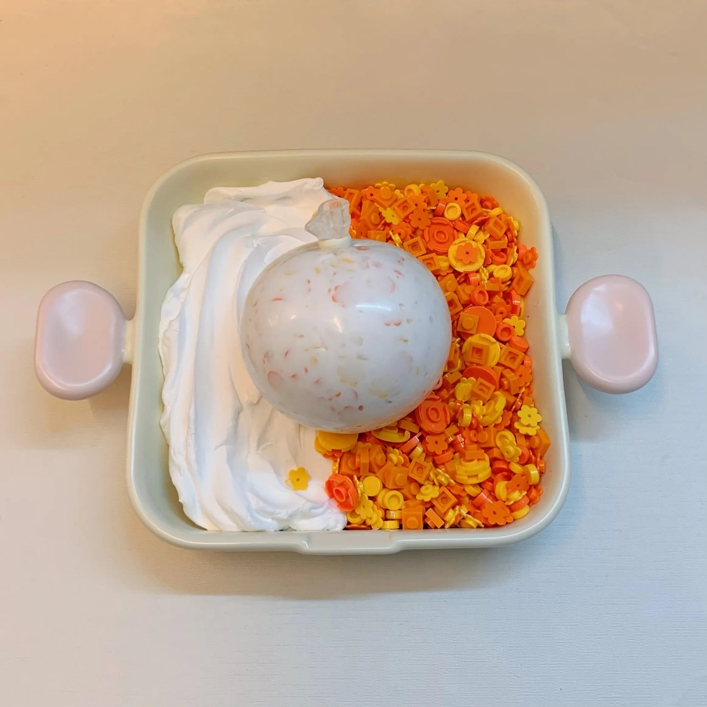 Citrus Sunshine Soother - Handmade 6cm Squeeze Toy with Frozen Yogurt - like Base and Citrus - inspired Decor, Sealed with a Citrus - themed Tail Ring - Psykade