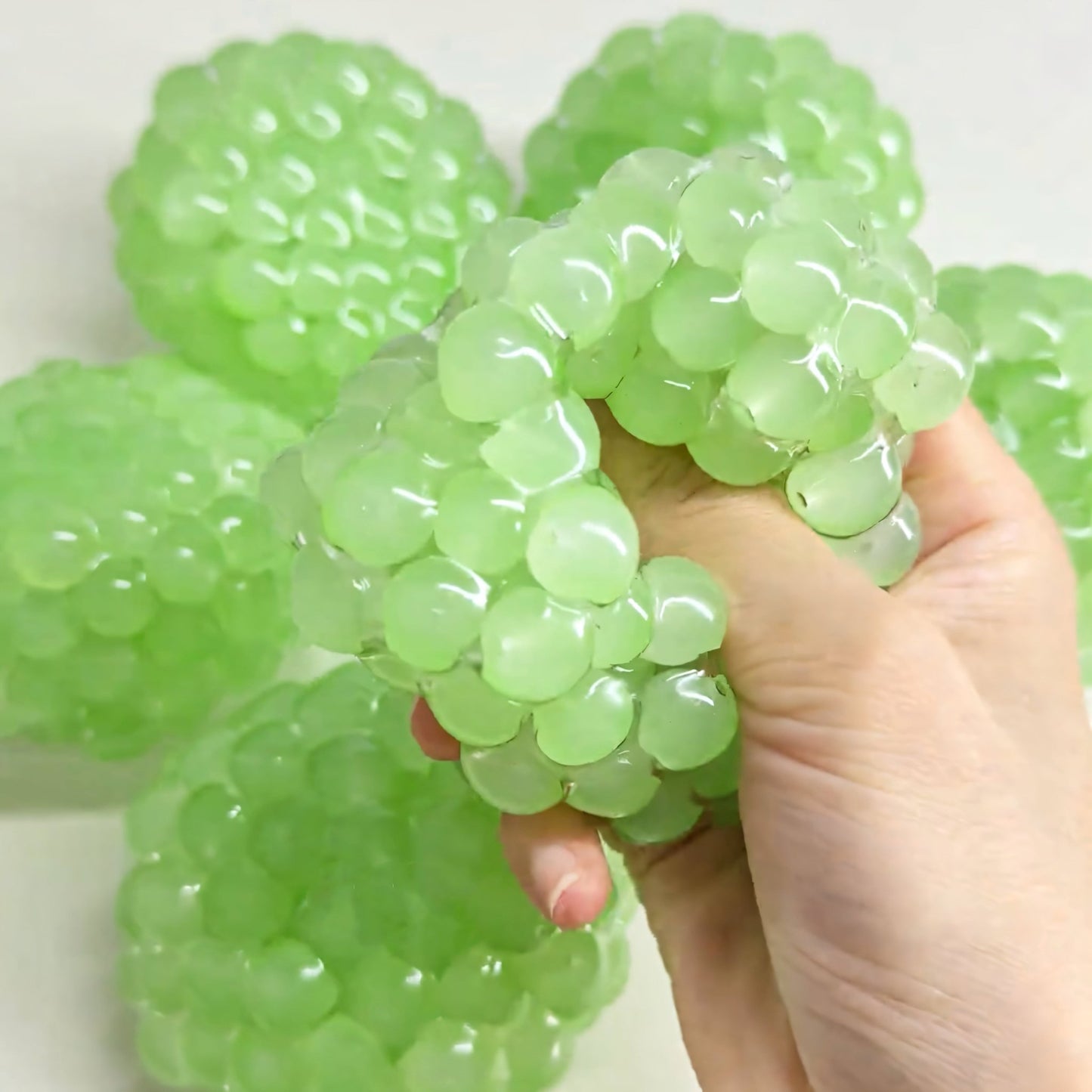 Green Grape ASMR Sensation Ball - Handmade 6cm Fidget Squeeze Toy with Fillings - Psykade