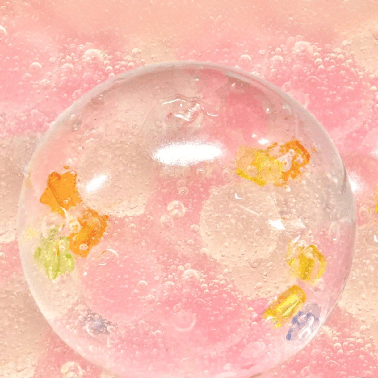 Peachy Springtime Bliss Ball - Handmade Macaron - Colored Squeeze Stress Reliever Toy (6cm, Deluxe Version with 20 Sugar - Coated Balls) - Psykade