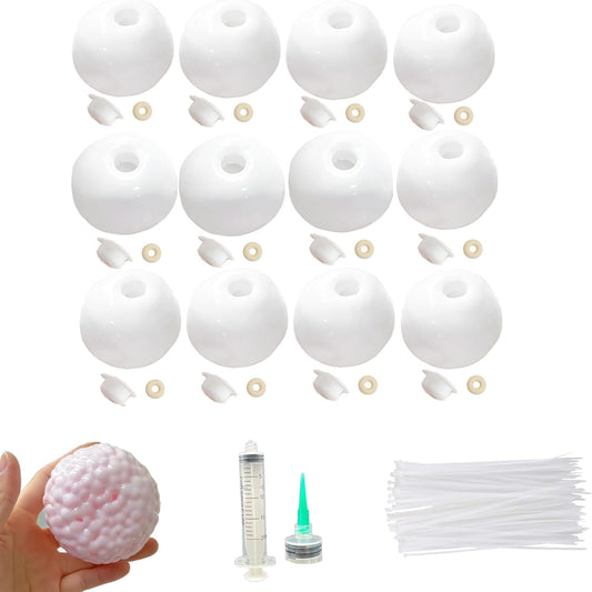 12 Blank Pressure Ball Skin DIY Kit Container asmr Noisy Stress Ball DIY Material with Lid (Milky) - Psykade