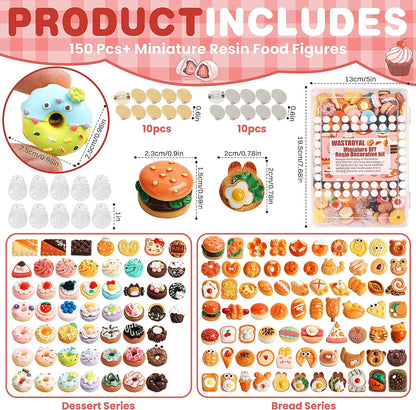 157 Pcs Mini Food Toys Pretend Food for Dollhouse Kitchen Accessories Miniature Play Resin Food Toys Hamburg Cake Bread for 1/12 Doll House (Dessert) - Psykade