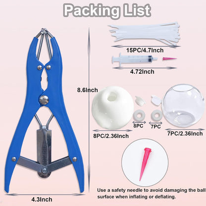 15pcs DIY Stress Ball Kit – Blank Skins with Air Pump & Expander Tool for Making Pressure Balls, Make Your Own Fidget Pressure Balls for Adults (8White+7Transparent) - Psykade