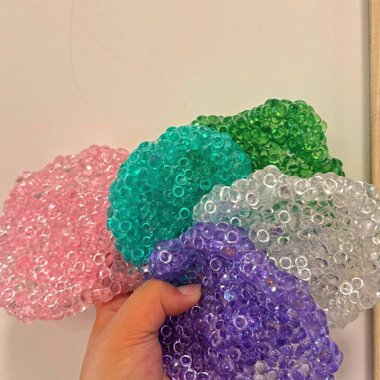 ASMR Bumpy Bliss Ball - Handmade Flat - Bead Stress Ball with Air - Pump Syringe Included - Psykade