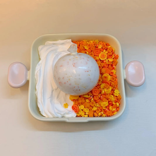 Citrus Sunshine Soother - Handmade 6cm Squeeze Toy with Frozen Yogurt - like Base and Citrus - inspired Decor, Sealed with a Citrus - themed Tail Ring - Psykade
