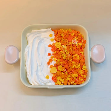 Citrus Sunshine Soother - Handmade 6cm Squeeze Toy with Frozen Yogurt - like Base and Citrus - inspired Decor, Sealed with a Citrus - themed Tail Ring - Psykade