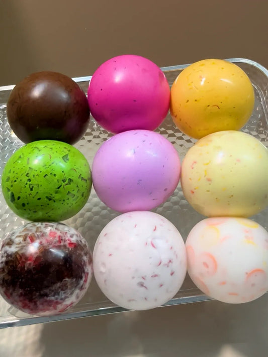 Colorful Treats Stress - Ball Ensemble - Premium Set with 9 Unique Stress Balls (Free - 6cm), Free 6cm Blind - Bag (Fully - Filled), and Accessory Pack - Psykade