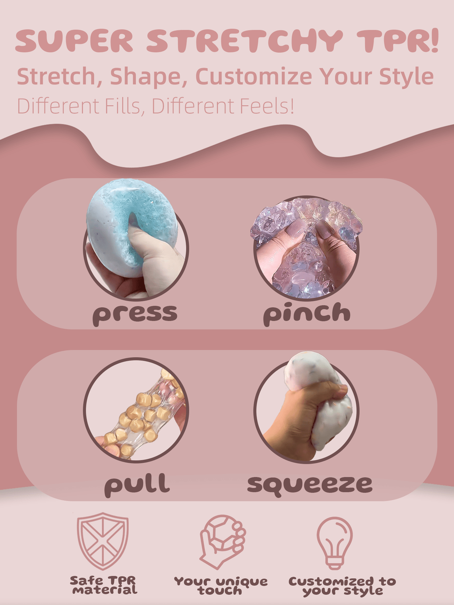 DIY Stress Ball Making Kit - 10 TPR Skins, 13 Fillers, 14 oz Slime, 7 oz Clay, Create ASMR Anxiety Relief Toys, Handmade Squishy Stress Balls, Unique Self - Care Gifts for Women - Psykade