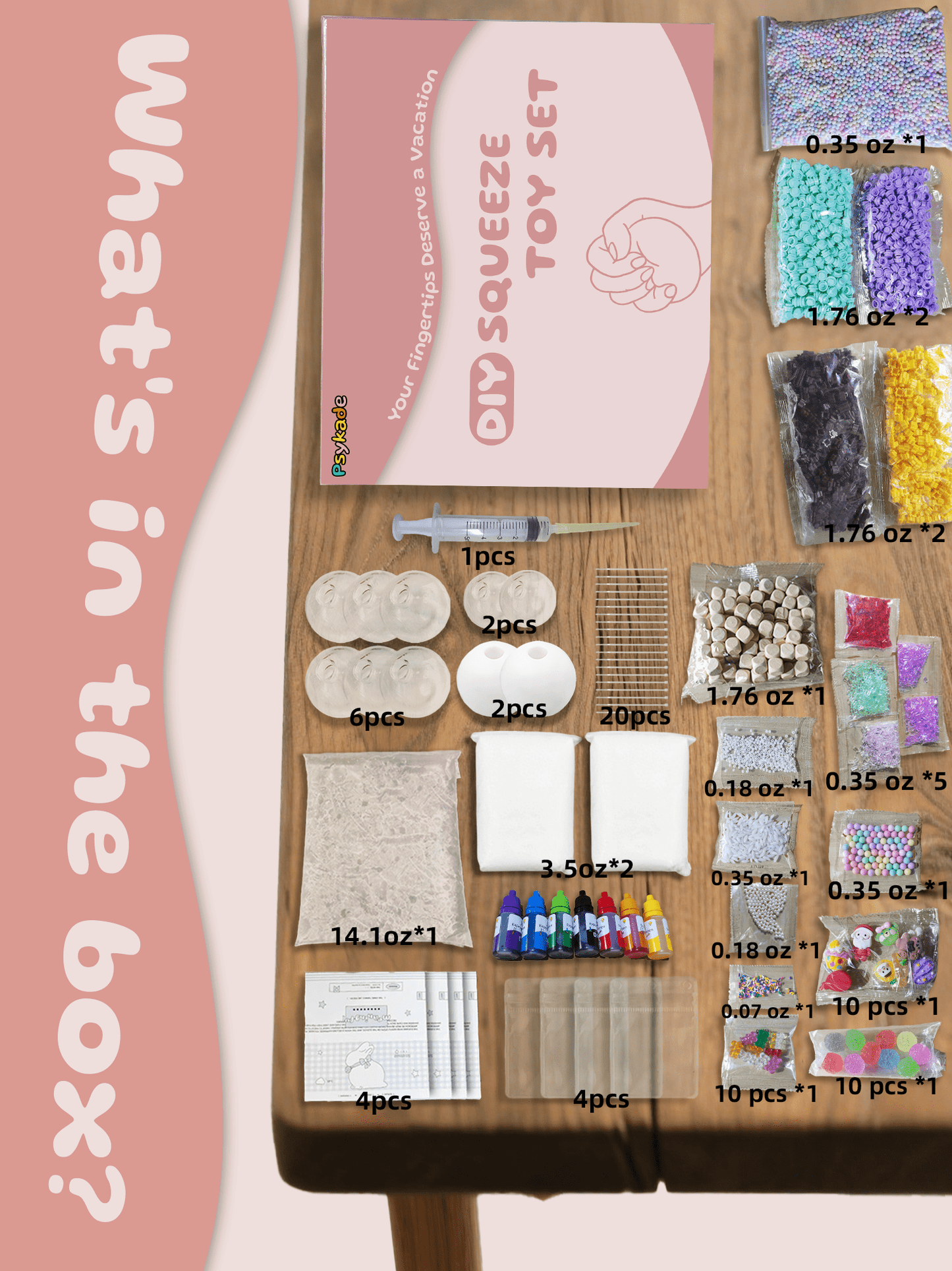 DIY Stress Ball Making Kit - 10 TPR Skins, 13 Fillers, 14 oz Slime, 7 oz Clay, Create ASMR Anxiety Relief Toys, Handmade Squishy Stress Balls, Unique Self - Care Gifts for Women - Psykade