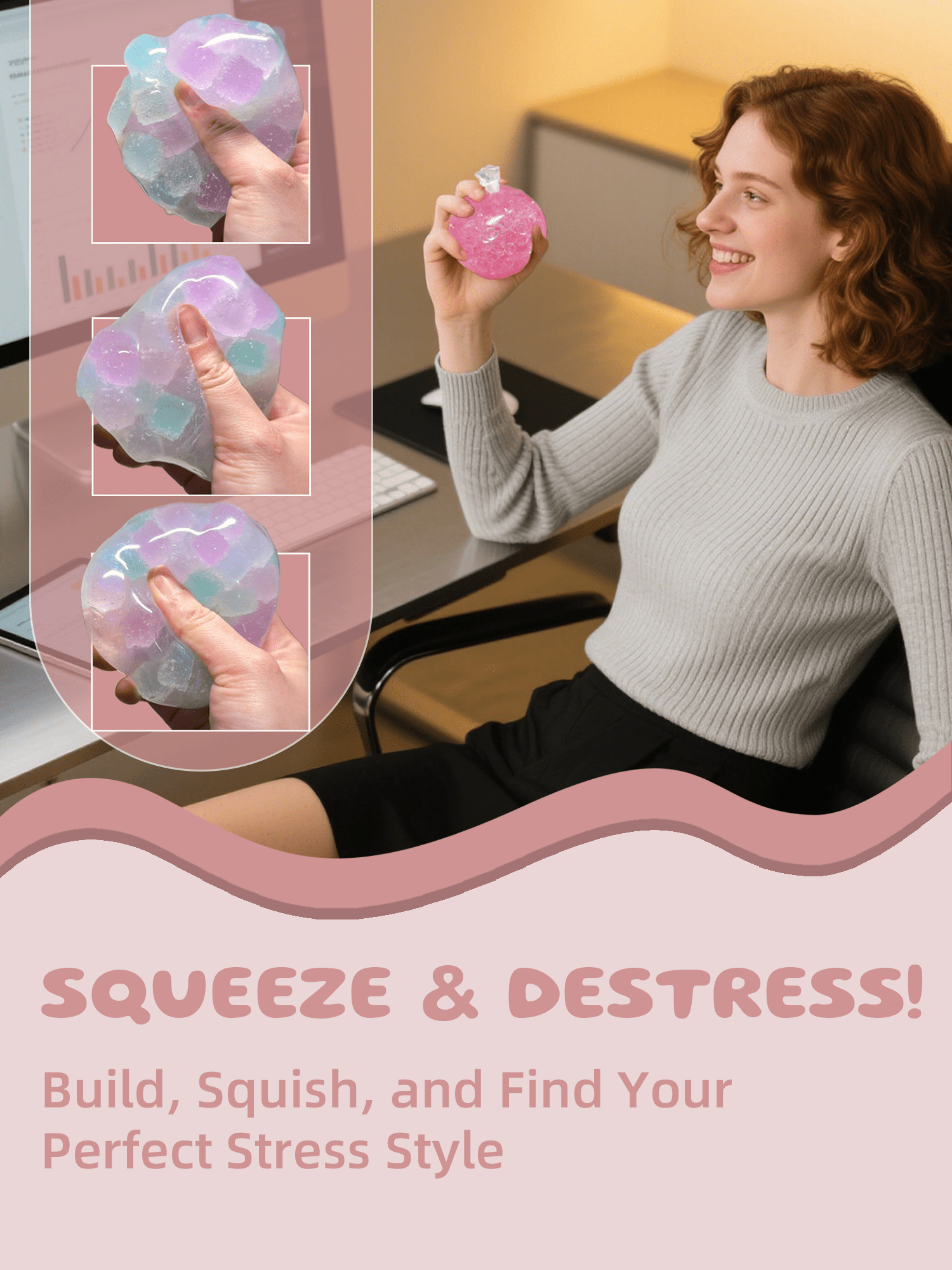 DIY Stress Ball Making Kit - 10 TPR Skins, 13 Fillers, 14 oz Slime, 7 oz Clay, Create ASMR Anxiety Relief Toys, Handmade Squishy Stress Balls, Unique Self - Care Gifts for Women - Psykade