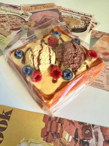 Fruit Ice Cream Toast Squishy - Silicone Squeeze Toy with Creamy Mud - like Texture, 450g - Psykade