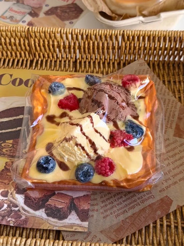 Fruit Ice Cream Toast Squishy - Silicone Squeeze Toy with Creamy Mud - like Texture, 450g - Psykade