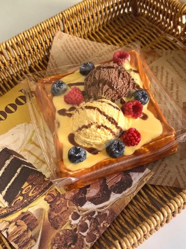 Fruit Ice Cream Toast Squishy - Silicone Squeeze Toy with Creamy Mud - like Texture, 450g - Psykade