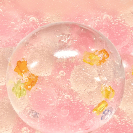 Peachy Springtime Bliss Ball - Handmade Macaron - Colored Squeeze Stress Reliever Toy (6cm, Deluxe Version with 20 Sugar - Coated Balls) - Psykade