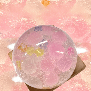 Peachy Springtime Bliss Ball - Handmade Macaron - Colored Squeeze Stress Reliever Toy (6cm, Deluxe Version with 20 Sugar - Coated Balls) - Psykade