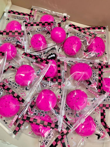 Pink Pop Sweet - Edgy Squeezie - Handmade 4cm Stress - Relieving Ball with Soft Butter - like Texture, Dark - Pink Accents, and Tie - Band Seal - Psykade