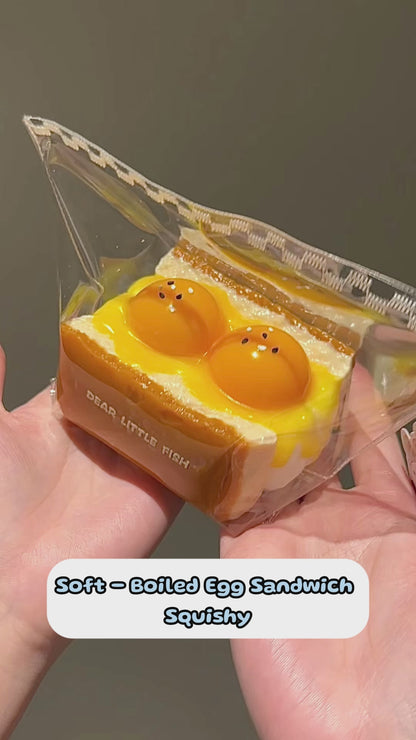 Fruit Sandwich Squishy Collection: Cherry, Peach, Green Grape & Soft - Boiled Egg – Realistic Food - Themed Silicone Toys