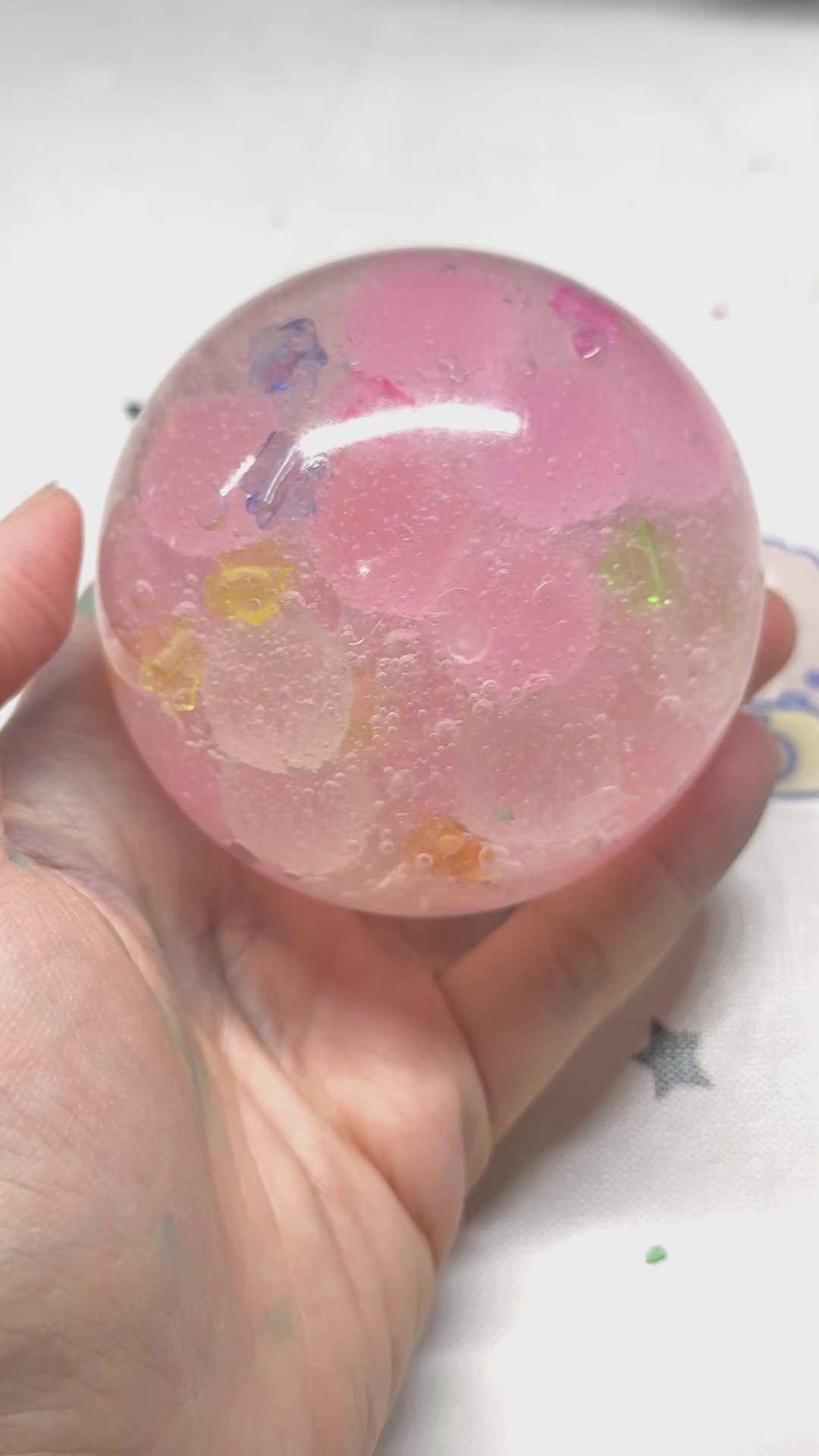 Pelota Primaveral de Melocotón - Macarrón hecho a mano - Juguete antiestrés de colores (6 cm, versión de lujo con 20 bolitas recubiertas de azúcar)